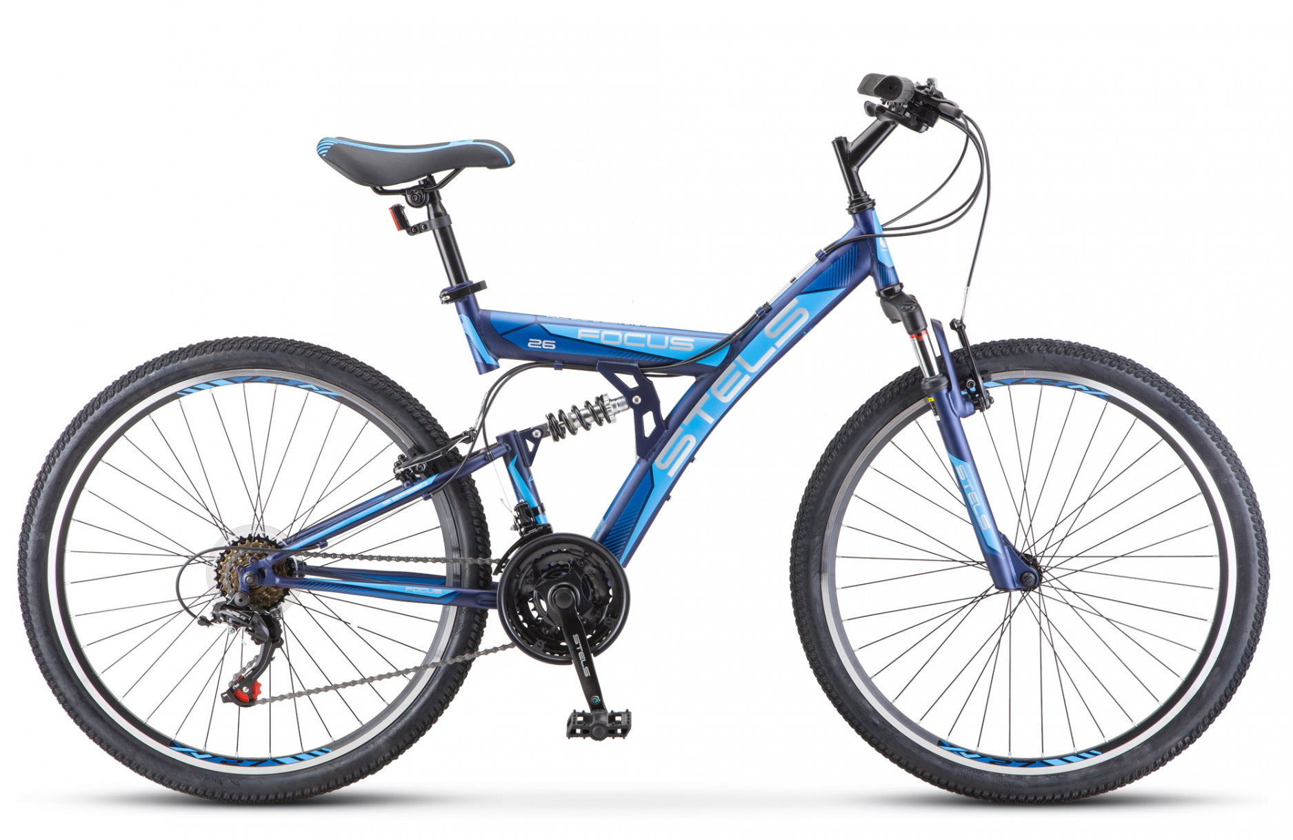 Велосипед 26 горный STELS Focus V 18 скоростей, рама сталь18 синий												