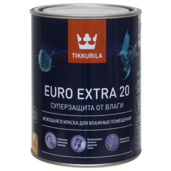 Краска  БАЗА С "EURO EXTRA-20" 0,9л моющаяся д/влажных помещений/Тиккурила