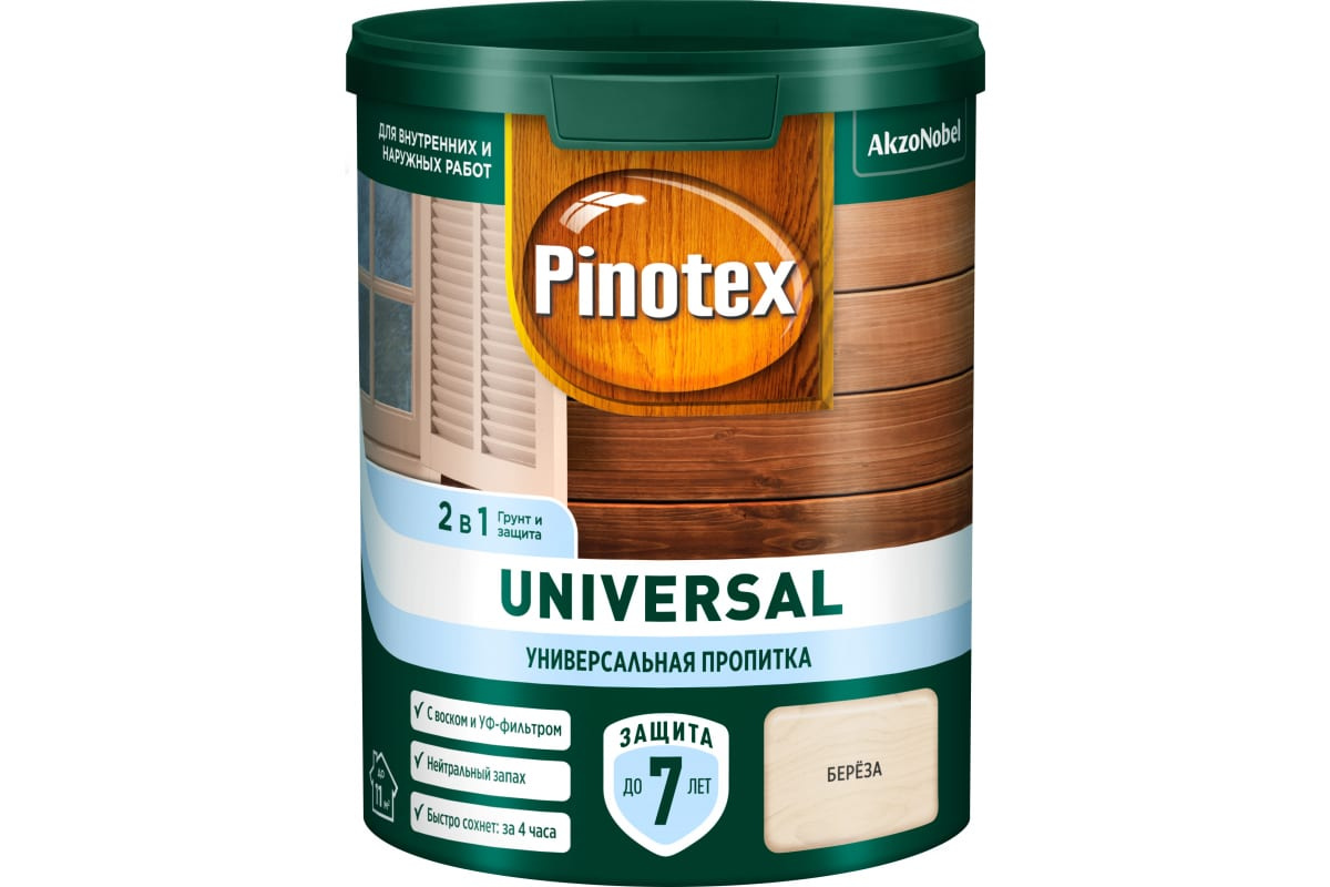 PINOTEX UNIVERSAL пропитка 2 в 1, береза (0,9л)