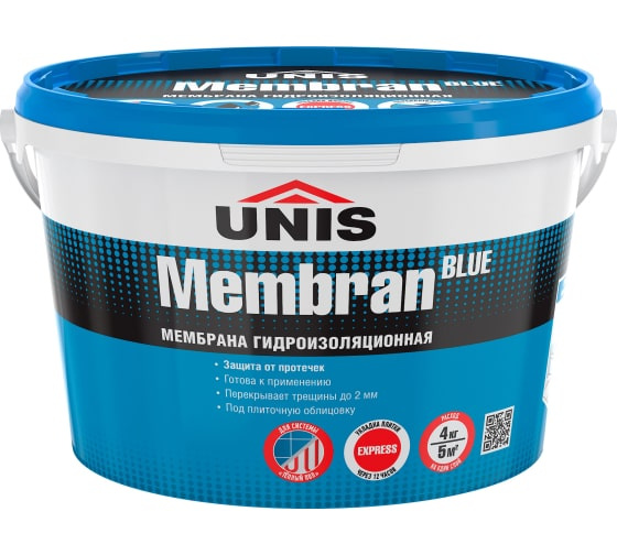 Гидроизоляция эластичная готовая 4кг Unis BlueMembran