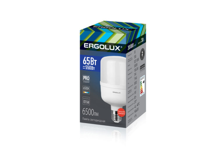 Ergolux LED-HW-65W-E40-6K серия PRO (Эл.лампа светодиодная 65Вт E27/E40 6500К 150-260В)