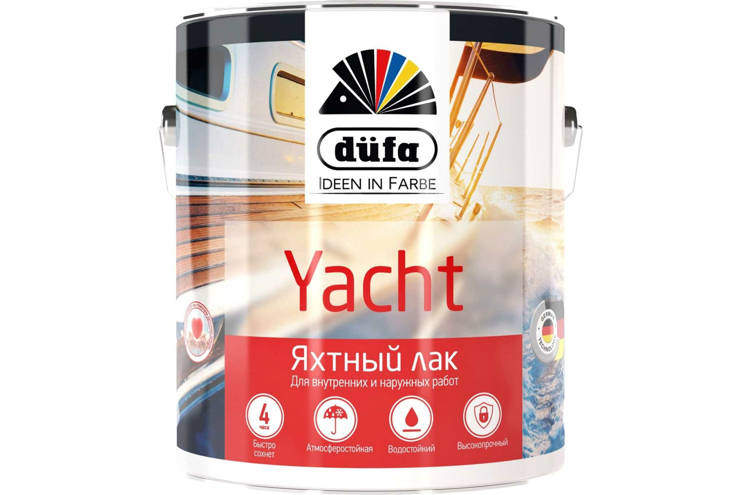 Лак яхтный алкидно-полиуретановый Dufa Retail Yacht полуматовый 2 л,