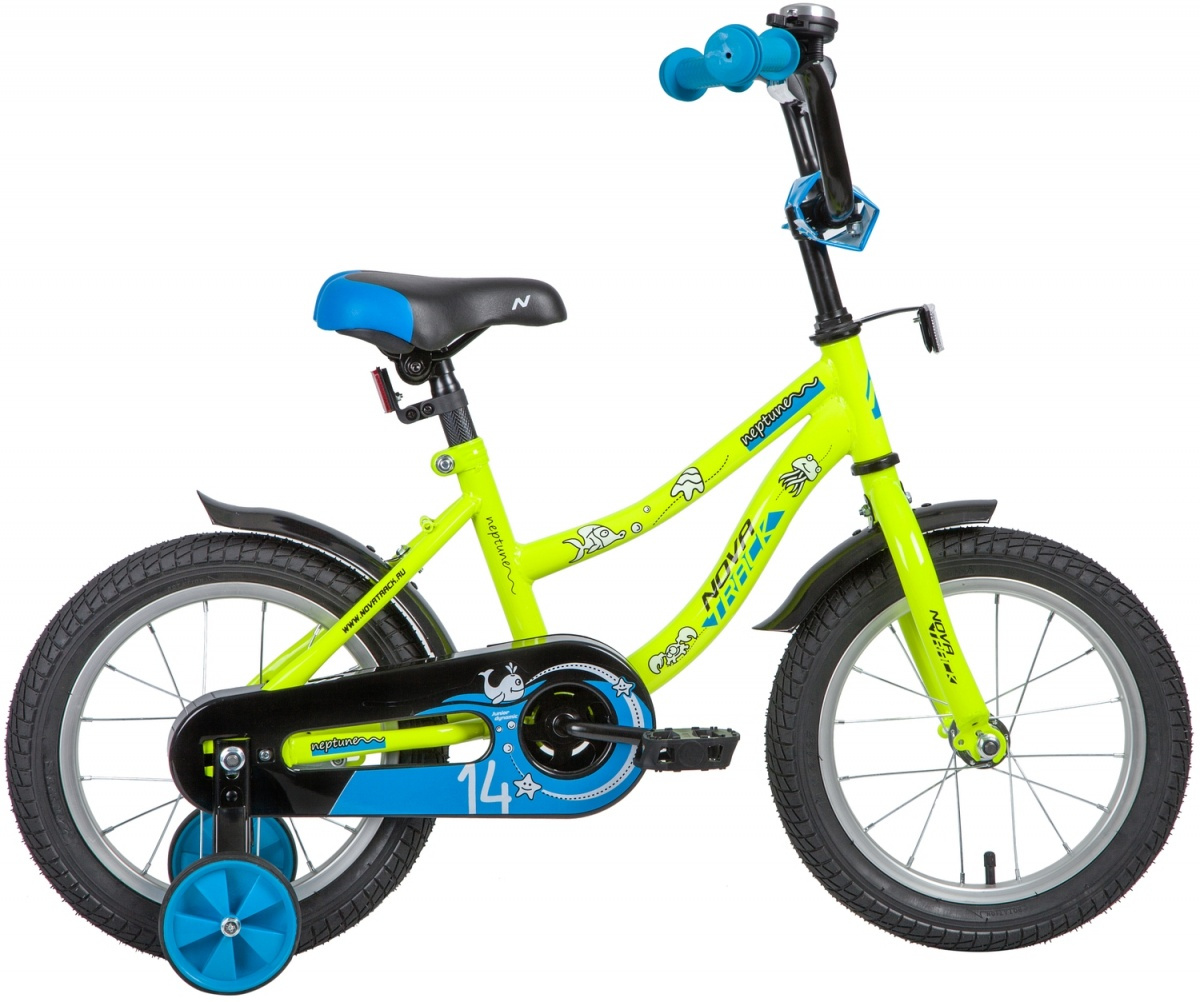 Скидка!!! Велосипед 14 детский Novatrack Neptun рама сталь 9 зеленый