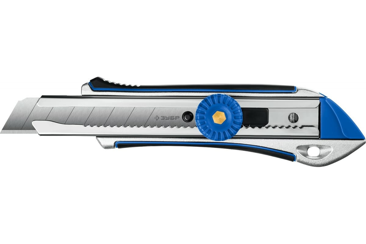 ЗУБР  Титан-В, 18 мм, Металлический обрезиненный нож с винтовым фиксатором, Профессионал (09178)