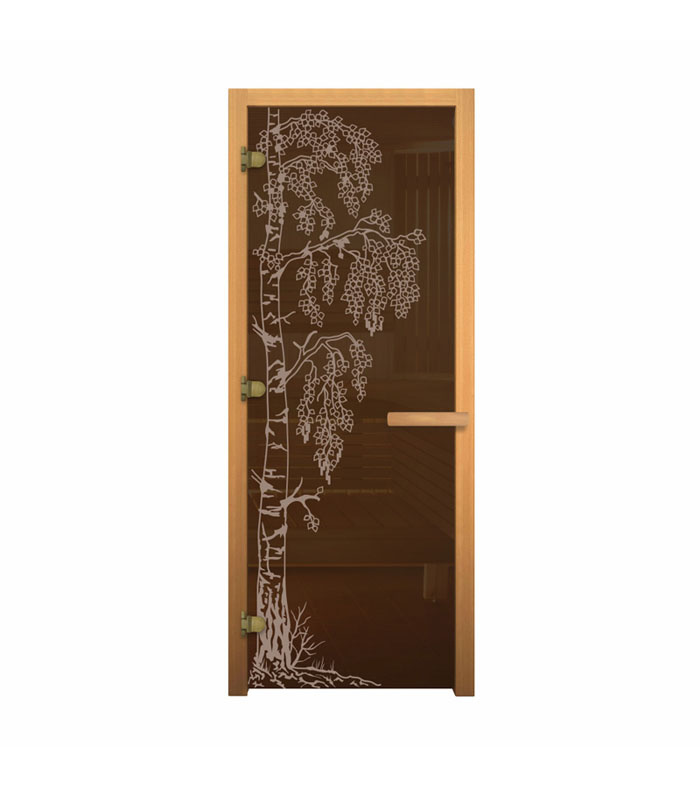 Дверь банная стекло бронза матовая с рис. 1900*700мм 
