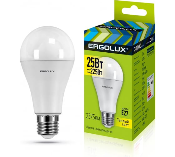 Ergolux LED-A65-25W-E27-3K (Эл.лампа светодиодная ЛОН 25Вт E27 3000K )