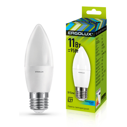 Ergolux LED-C35-11W-E27-4K (Эл.лампа светодиодная Свеча 11Вт E27 4500K 172-265В)